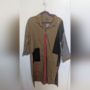 Multicolor Button-Up Shirt Dress